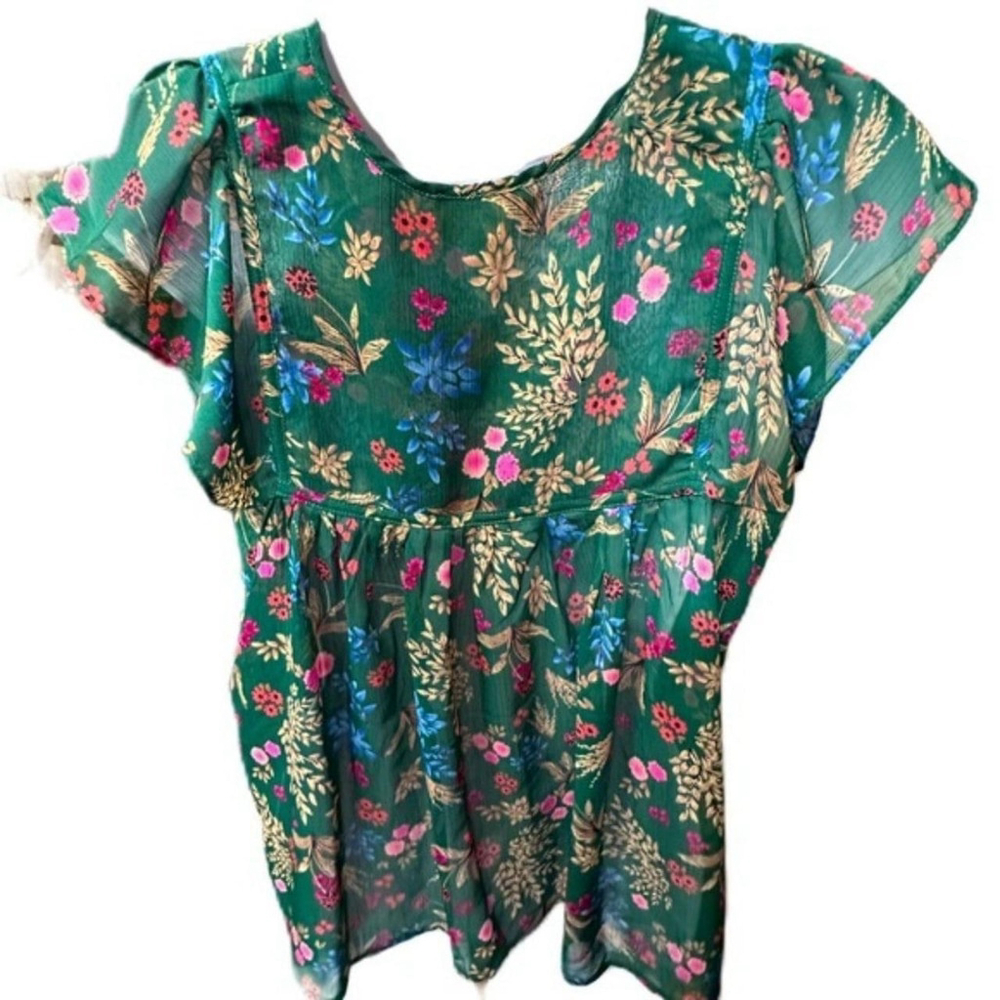 Everly Floral Ruffled Top Size Medium - Picture 7 of 8